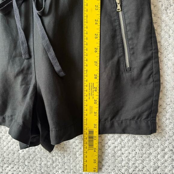 LOFT Lou & Grey Romper S Black Linen Zip Pocket Tie Waist Key Hole Straps V-Neck - Picture 13 of 15